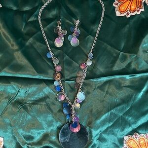Mermaidcore faux shell necklace and earring set